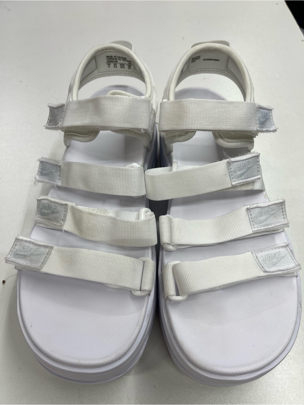 Nike Icon Classic Platform sandals in a bright white